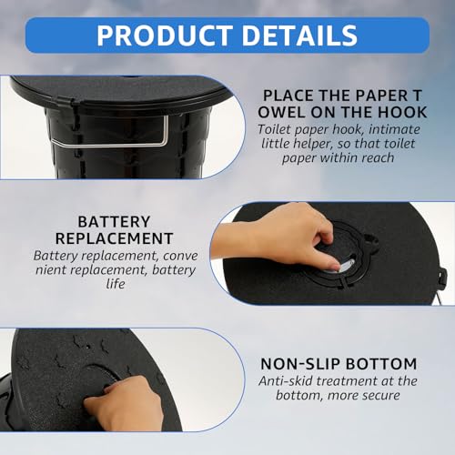 Portable Toilet Retractable Camping Toilet Height Adjustable Travel Toilet Lightweight Portable Toilet Potty Folding Toilet Camping Toilet Bucket with Toilet Paper Holder for Travel Camping 33×34cm - Image 6