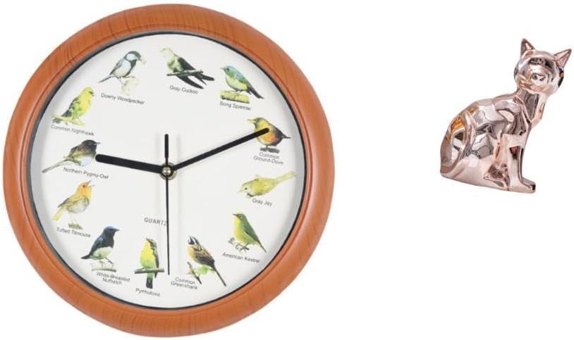 Melodic Cat Wall Clock Sculpture Decorative Bird Animal Art Figurine Hanging Ornament for Kitchen Home Fireplace Decor|| Wall Clocks| Clocks | Home Decor |Home & Garden
