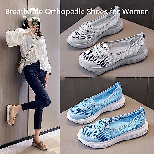 Women's Kotsas Orthopedic Shoes, Breathable Arch Support Non-Slip Slip On, Walk Clouds Grey, 5 US (A Grey,5)4