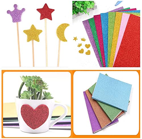 Uhat Lot De 10 Feuilles A4 Mousse EVA à Paillettes 2mm - Loisirs Créatifs Enfants Et Adulte - Vert Foncé