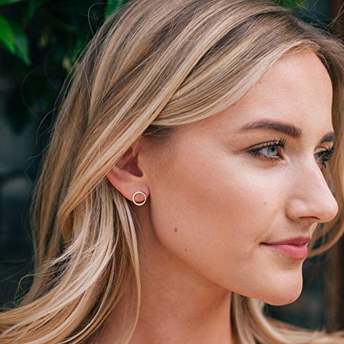 Aobei Pearl 18K Gold Circle Stud Earrings 10MM Small Round Hoop Post Stud for Women Minimalist Earring for Unisex2