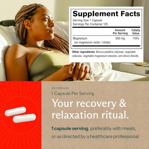 Image of Premium Magnesium Citrate Capsules - Powerful 500mg Magnesium Oxide & Citrate Supplement - Helps Support Healthy Bones, Muscles, Teeth, Energy & Relaxation - 120 Vegetable Capsules