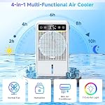 Portable air conditioner, 4-in-1 Evaporative Air Cooler,1500ML Air Conditioner Portable with 5 Wind Speed 7 Colors Light,Personal Cooling Fan for Bedroom Office RV(White)