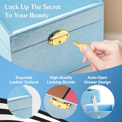 Color-Nymph-Makeup-Kit-For-Teens-Girls-With-Recyclable-And-Key-Lockable-Cabinet-Included-17-Colors-Eyeshadows-Blushes-Bronzer-Highlighter-Lipstick-Brushes-MirrorBlue