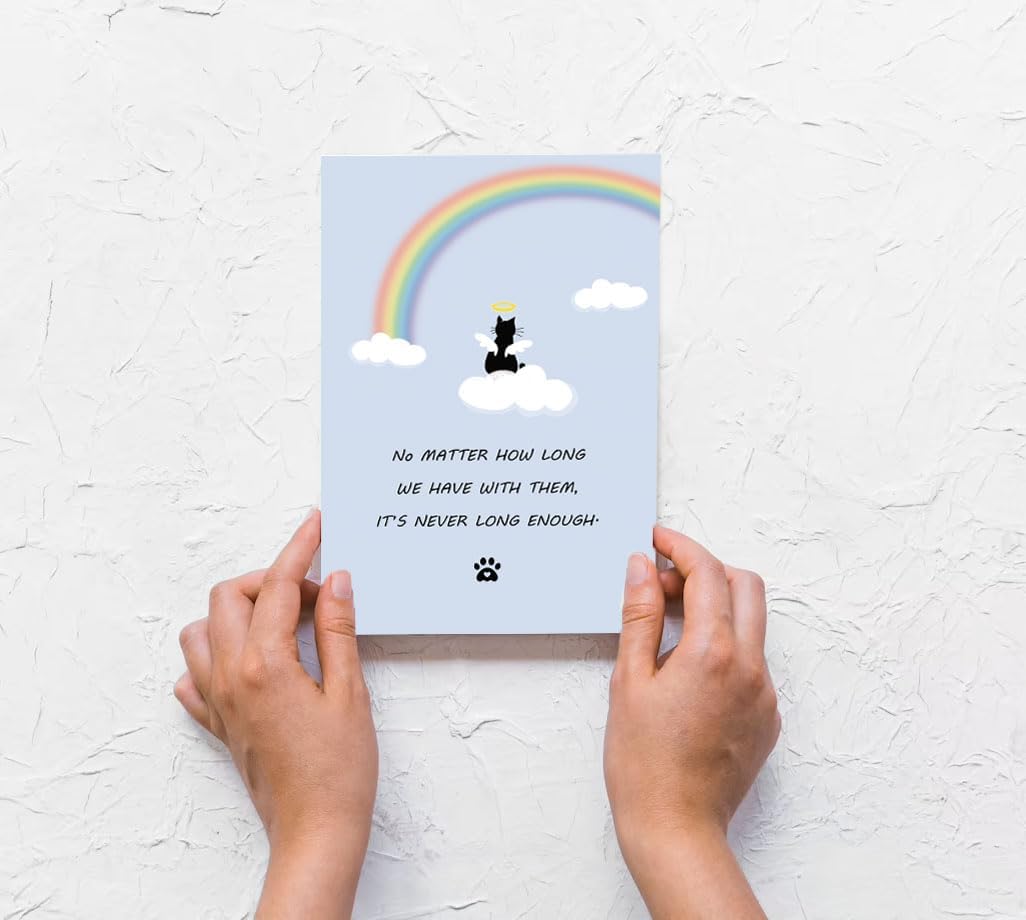 Lovely Sympathy Card for Loss of Pet Cat, Cute Pet Cat Loss Card with Rainbow Bridge, Cat Condolence Card for Cat Owner Lover, Cat Bereavement Greeting Card for Family Friends Husband Wife, Cat image 5