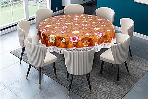Image of The Furnishing Tree Round Shape 8 Seater Table Cover WxL 90x90 inches with White Border lace