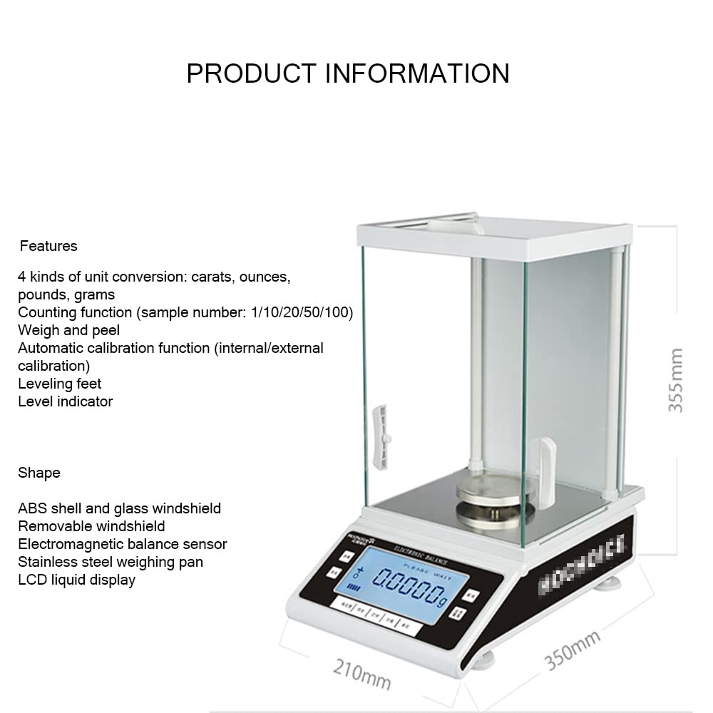 Bilancia Analitica Digitale Di Precisione 0.0001g - 110g Capacità, Display LCD, Parabrezza, Per Laboratorio - Foto 5