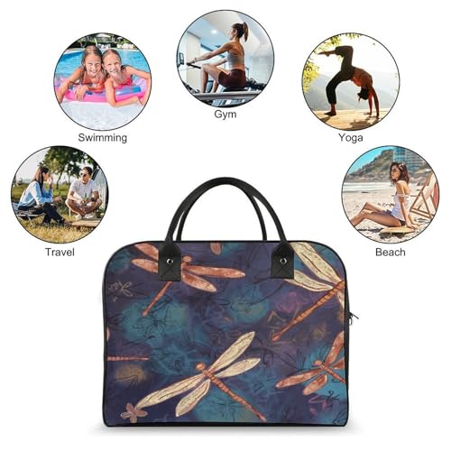 Bolso Tote Pintado a Mano con Mosca y Correa Ajustable miniatura 4