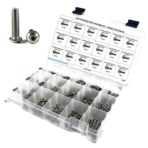Stainless Steel Button Head Socket Cap Screw Assortment Kit - 381 Pieces