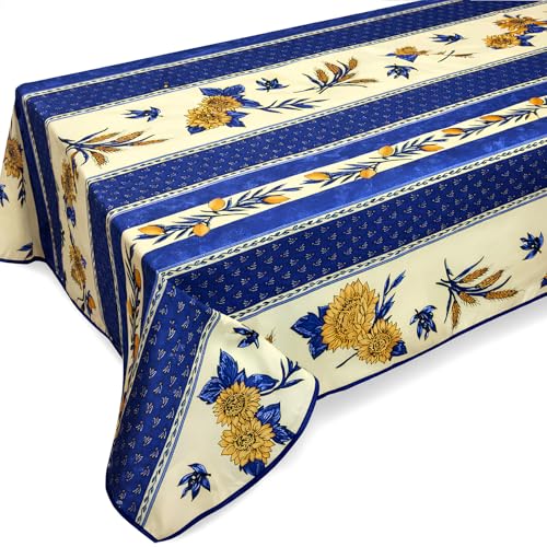 Promo Linge Nappe Anti-Tache Motif Tournesol Abeille – Rectangulaire ou Ronde – Plusieurs Tailles – Infroissable, Facile d’Entretien – Style Provençal pour...
