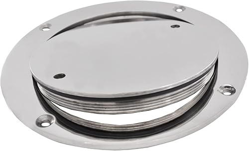 Miniatura 5 de Escotilla de barco de 5 pulgadas 316 de acero inoxidable redonda antideslizante 2 ojos placa de cubierta de escotilla de inspección con cubierta