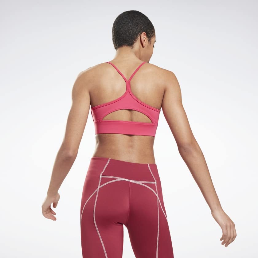 Image of Reebok Women's Satin 91% PES /9% El-Interlock-Hydrophilic Finish /Print-Digital Sublimation-Disperse Classic Workout Sports Bra