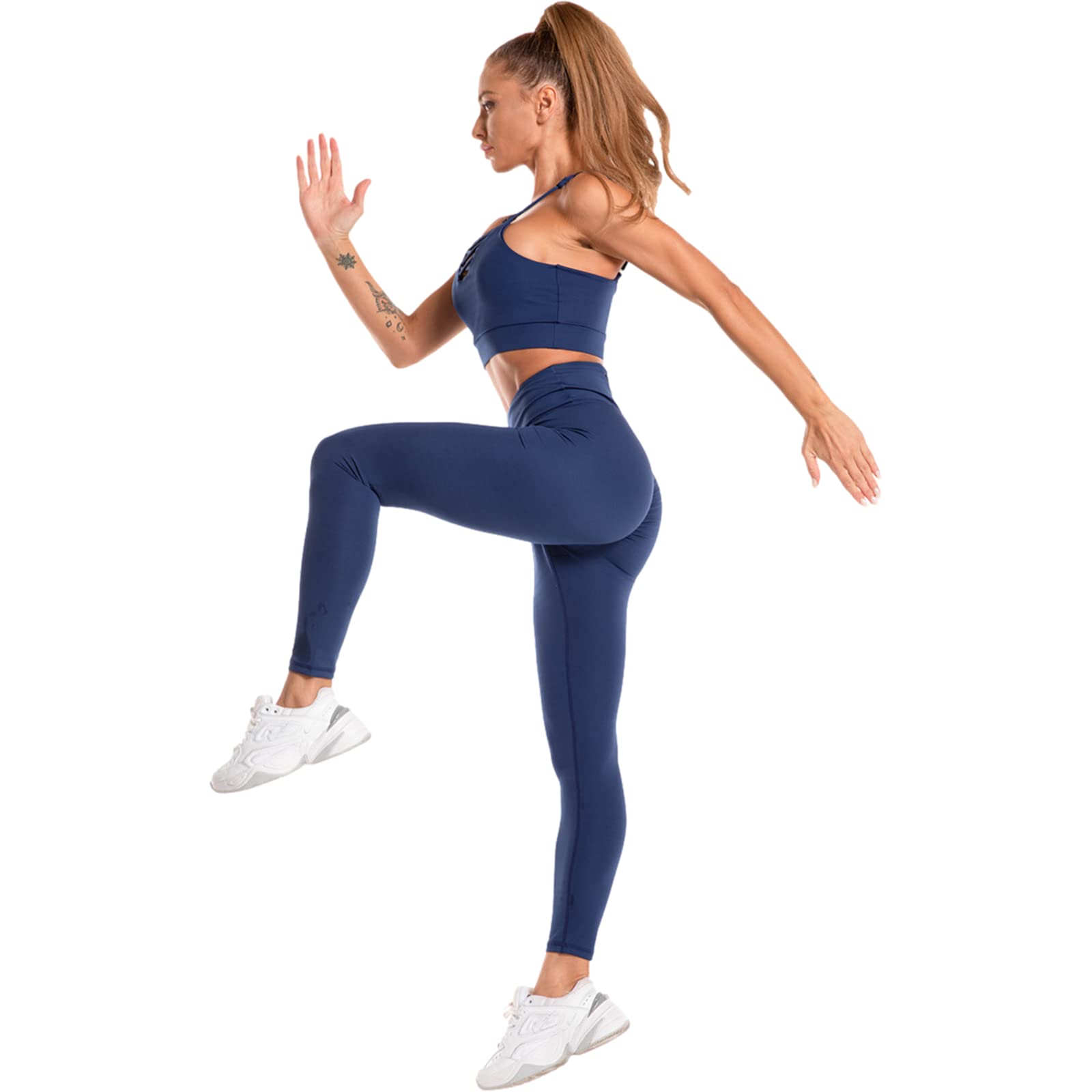Mujer Conjunto Chándal de Yoga 3 Piezas Sexy Sujetador Camisola Cruzado + Sudadera con Capucha Corta + Legging Ropa Deportiva de Gym Fitness Correr