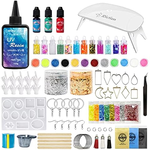 JDiction UV Resin Kit with Light, Super Crystal Clear Hard Resin Sunlight Curing UV Resin Starter Kit for Jewelry, Doming, Coating, and Casting, DIY Craft Cover