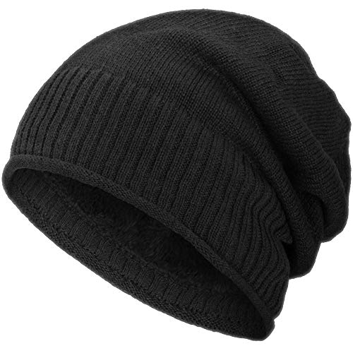 Compagno gefütterte Wintermütze für Herren und Damen Mütze Beanie Haube Einheitsgröße Strickmütze, Farbe:Schwarz Cover