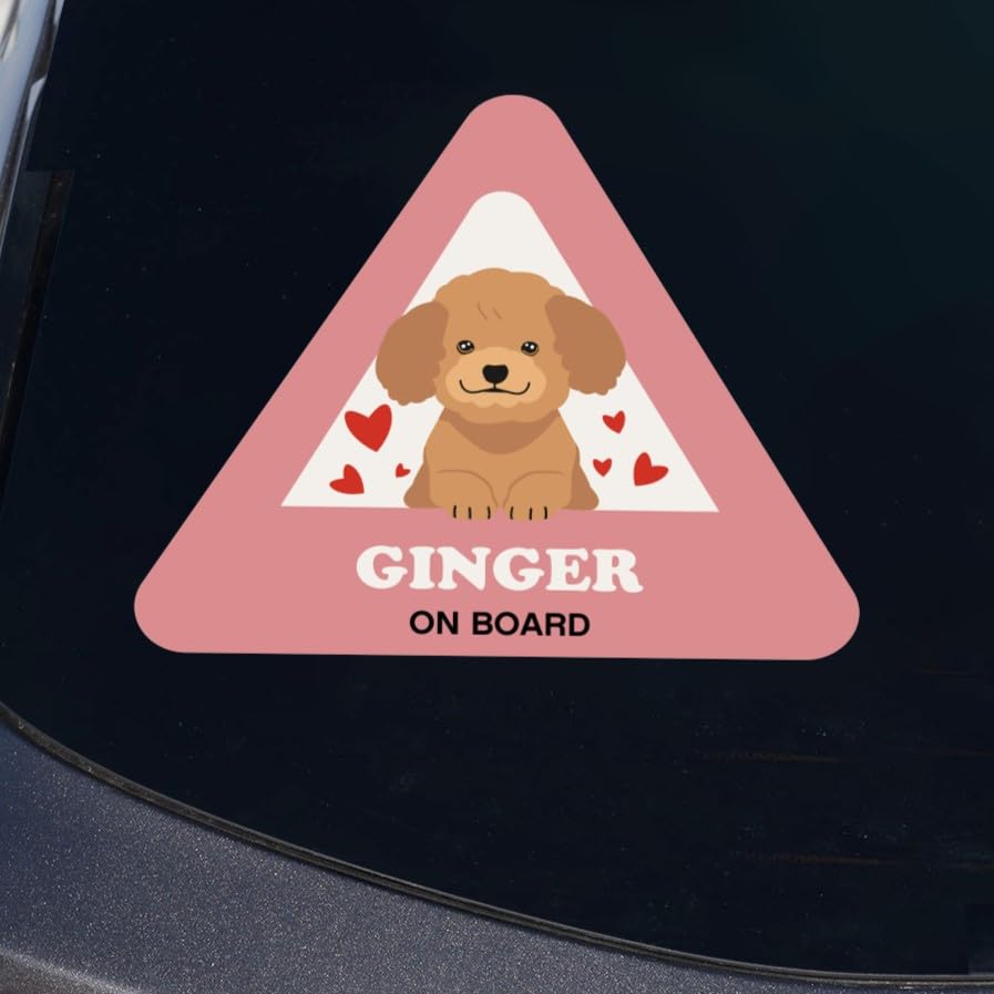 Wanapix | Autocollant Caniche Personnalisé pour Voiture | Avec le Nom de Votre Chien | Résistant aux Intempéries | Vinyle Auto ou Moto | 15x13cm