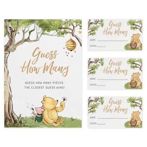 Baby Shower Guess How Many Game Set of 30, Party Supplies - Classic Pooh Collection (How Many Game)