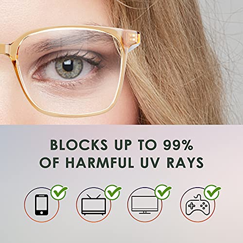 Image of Blue Light Blocking Glasses 3 Pack Square Frame Computer Gaming Reading Glasses Men Women Anti Eyestrain