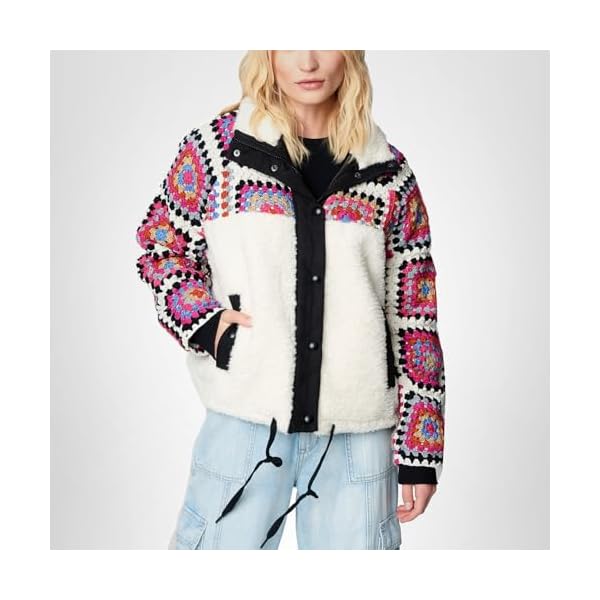 [BLANKNYC] Womens Luxury Clothing Crochet Sherpa Jacket, Comfortable & Stylish Coat