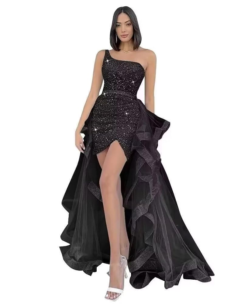 ESMOK チュールトップス　tulle tops (one shoulder) Black One-Shoulder Cocktail Tulle Dress