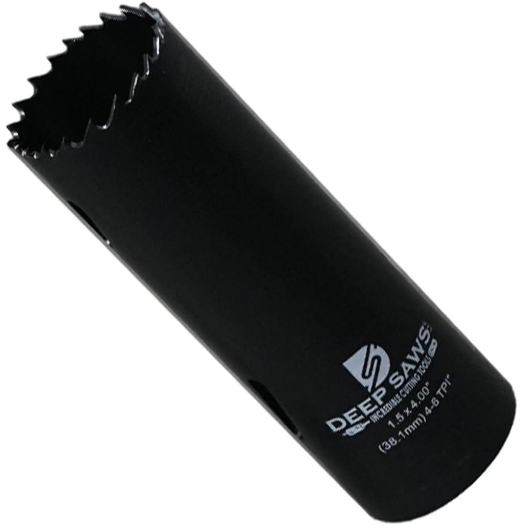 Deep Saws 4" Deep 4-6 TPI Hole Saw for Steel, Stainless Steel, Aluminum, Wood, Plastic, Fabrication, and Construction (1.5")