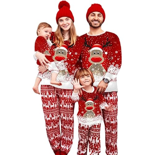 RXLLDOLY Christmas Pajamas for Family, Matching Family Christmas Pyjamas Set, Fun Couple Matching PJs Set, Xmas Sleepwear Nightwear for Women Men Kids Baby(05,Mom)