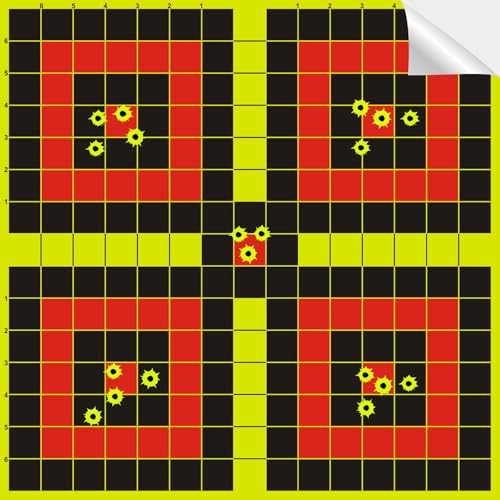 OSHOTX Splatter Targets - 12 x12 inch Reactive Self Adhesive Shooting Target Paper for The Range - Easily See Shots Burst Bright Yellow Points (20 Pack)