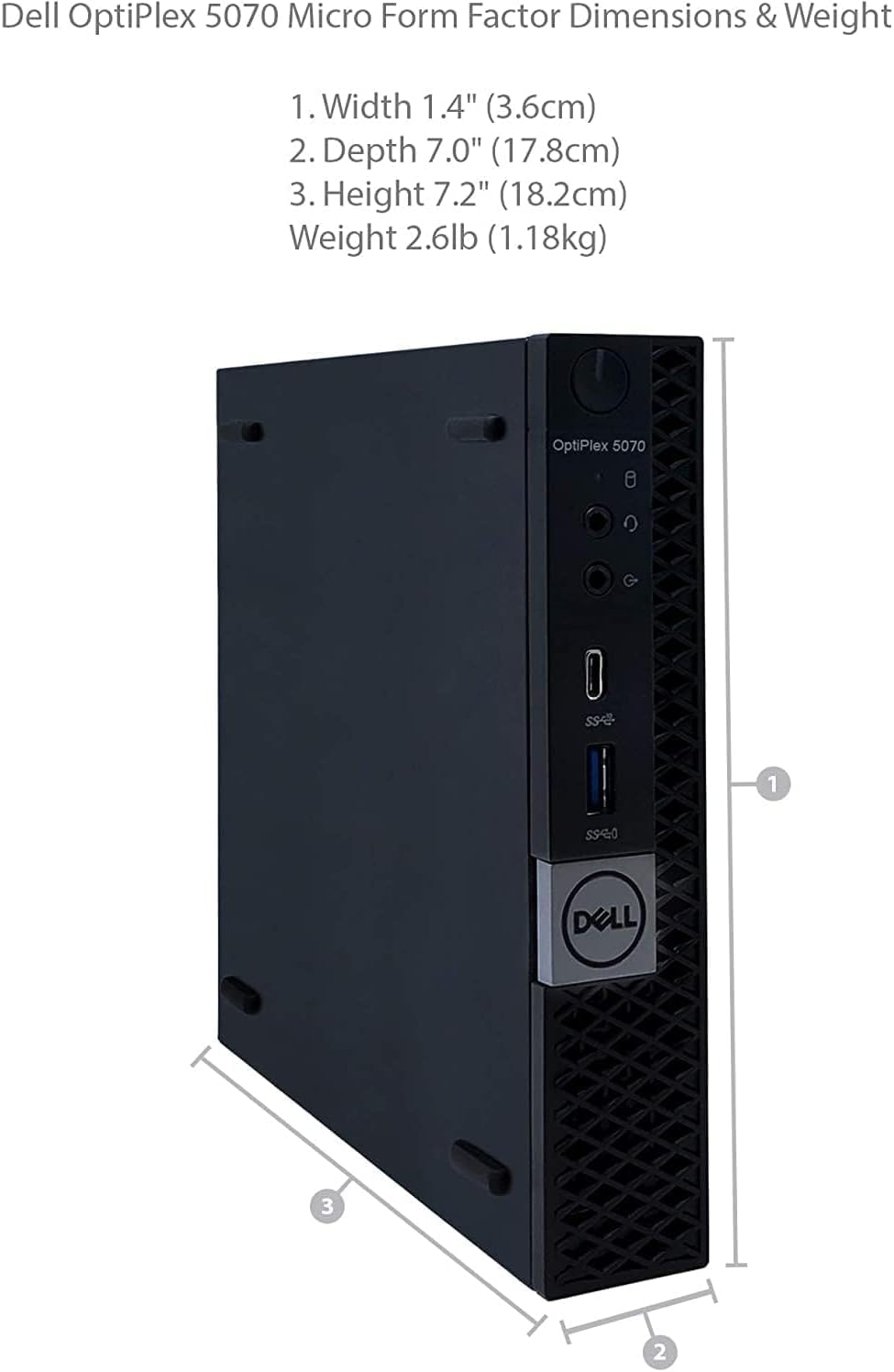 Dell OptiPlex 5070 Mini PC Windows 11 Pro, Intel Core i5-8500T, 8 GB de RAM, SSD de 256 GB, soporte 4K, DisplayPort, teclado QWERTY de EE. UU — view 2