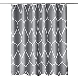 Trimming Shop Duschvorhang aus Polyester, schimmel- & schimmelresistent, mit 12 Vorhängehaken, wasserdichter Badvorhang, 180 x 200 cm lang, Gitterdesign, dunkelgrau