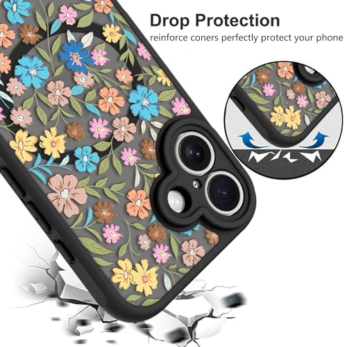 Image of KANGHAR Case Compatible with iPhone 17 Flower Pattern | [Compatible with Magsafe] Cute Colorful Blooming Florals Protective Magnetic Case for Girls Women 6.3 inch