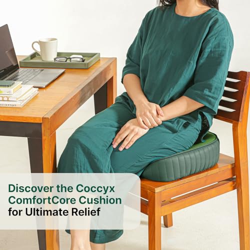 Image of The White Willow Coccyx Orthopedic Medical Grade Foam Seat Cushion for Lower Back Pain, Sciatica, Tailbone & Hip Pain Relief- Above 50Kg Body Weight, Car Seat Cushion, Green (18 inch L x 14 inch W x 3 inch H)