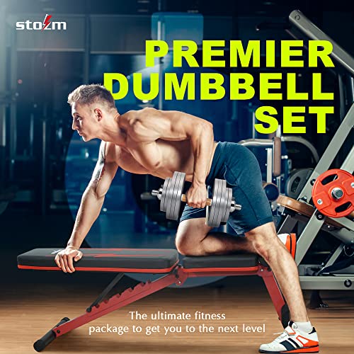 Stozm 16” Adjustable Dumbbell Handle 1-Inch Pair With 7.8” Barbell Connector And 2.75” Max Grips/Solid Steel Handle Bars With Wood Cover Grips #TOP1