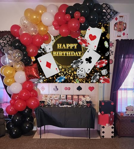 Fondo fotográfico casino cumpleaños 7x5 ft dorado miniatura 3