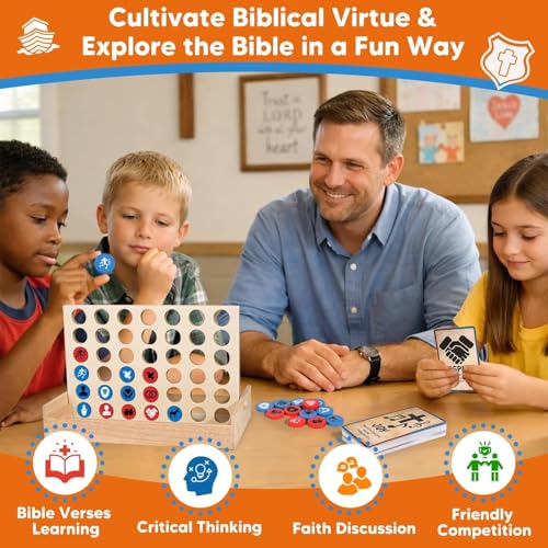 Juego de Mesa Connect 4 Virtudes Bíblicas para Niños miniatura 5