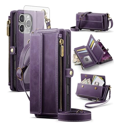 Étui iPhone 16 Pro Max avec fermeture éclair et protection RFID pour cartes