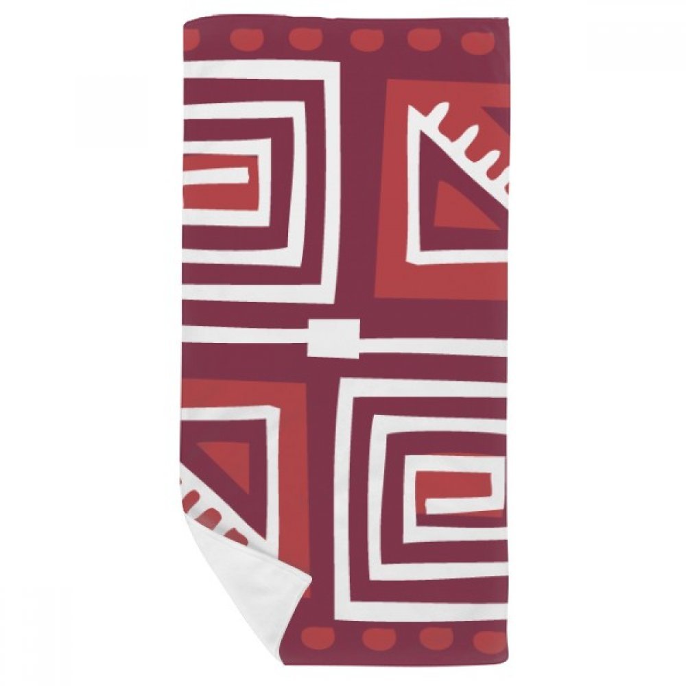 Serviette de bain douce 35x70cm motif totem mexicain rouge bordeaux