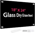 Glass Dry Erase Whiteboard for Wall, 30 x 40cm, Brilliance White | Small Glass White Board for Home Kitchen, Office, Frameless Glass Whiteboard