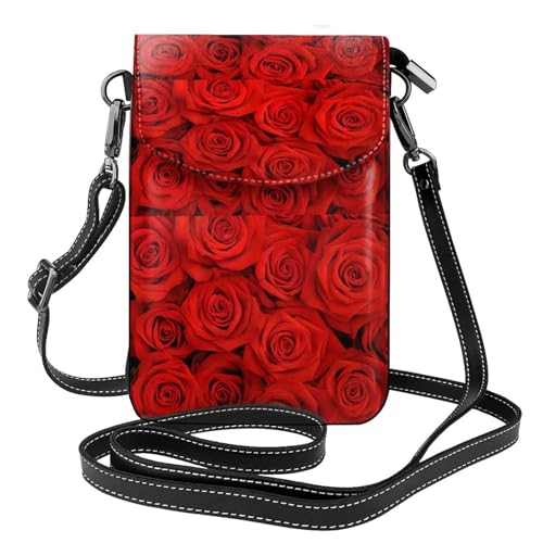 Portefeuille en cuir PU finitions roses rouges avec porte-cartes