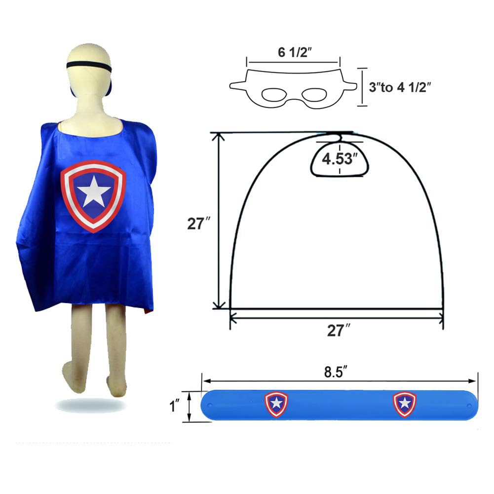 Superhero Capes Set and Wristbands Kids Costumes Halloween Christmas Cosplay Dress Up for Boys Girls