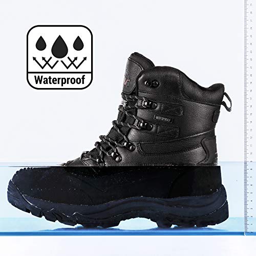 NORTIV 8 Men's Insulated Waterproof Construction Rubber Sole Winter Snow Boots 2160443 Black Size 6.5 M US