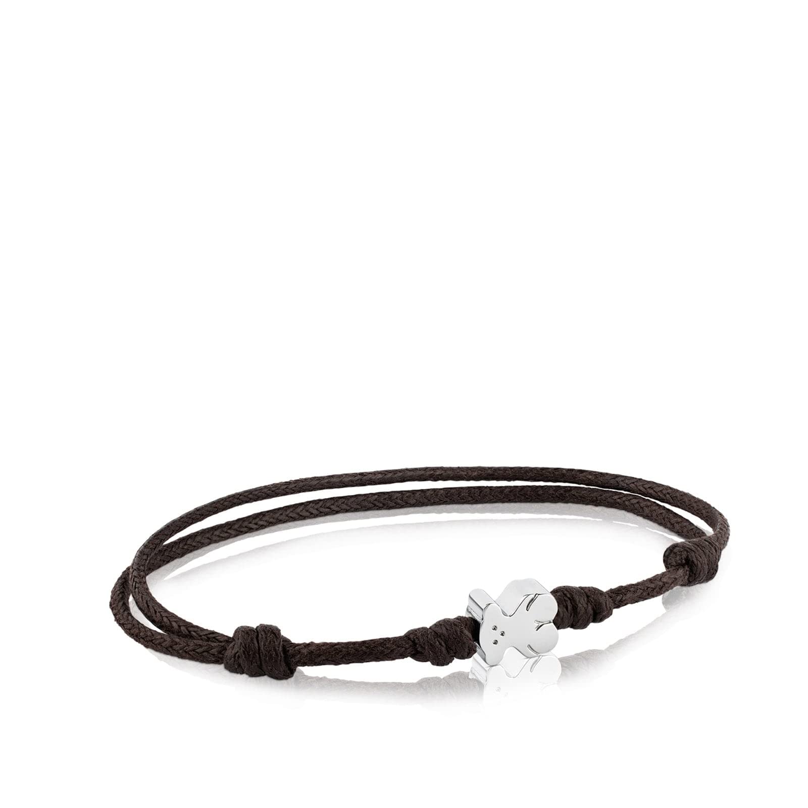 TOUSWomen's Adjustable Brown Cord and Steel Bracelet with Bear Pattern, Young and Casual, Super Micro Collection
