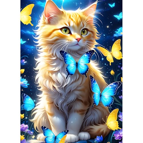 DPHERO DIY Orangefarbene Katze Diamant Painting Kits Bilder für...