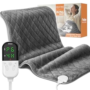 Almohadilla térmica eléctrica para aliviar el dolor, tamaño King de 35 x 20 pulgadas, terciopelo suave, calor húmedo y seco, temperatura ajustable, apagado automático, lavable a máquina, ideal para