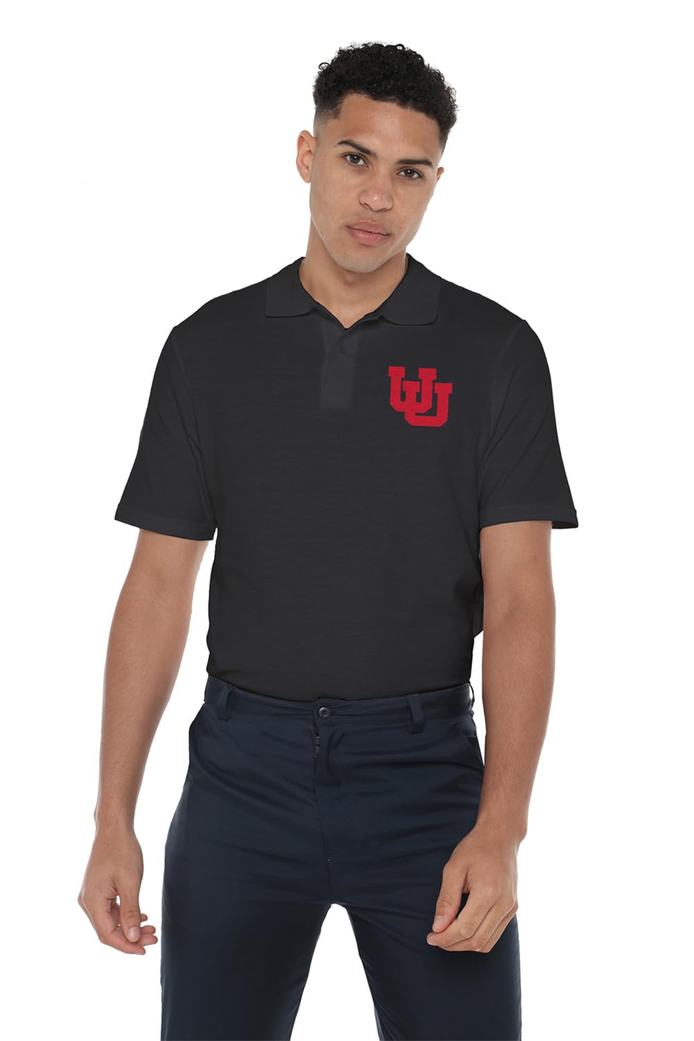 Campus Lab University of Utah Primary Logo Men's Adult 100% Cotton Knit Polo Shirt, Black, Medium