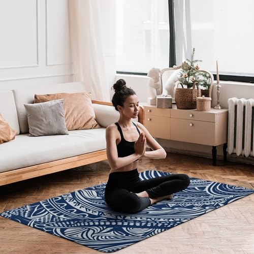 Tapis en velours de corail maori bleu aux finitions soignées