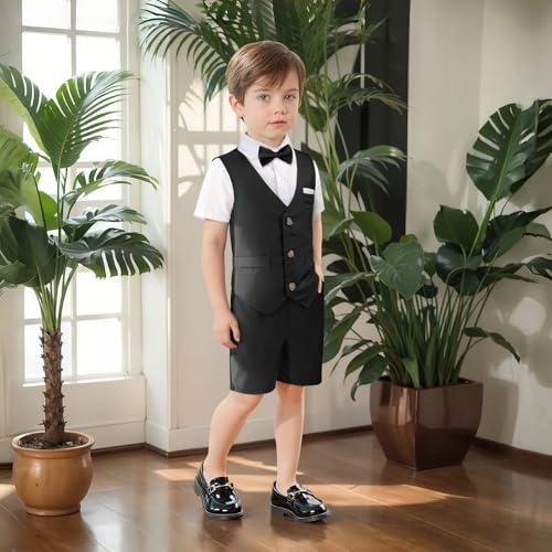 Image of Nwada Boys Suit Toddler Dress Clothes Shirt with Bow Tie, Dress Pants Sets Kids Gentleman Outfit suits