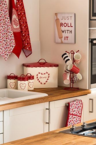 Premier Housewares 507623 Anglaise Bread Bin - Cream/Red H25 x W33 x D18cm