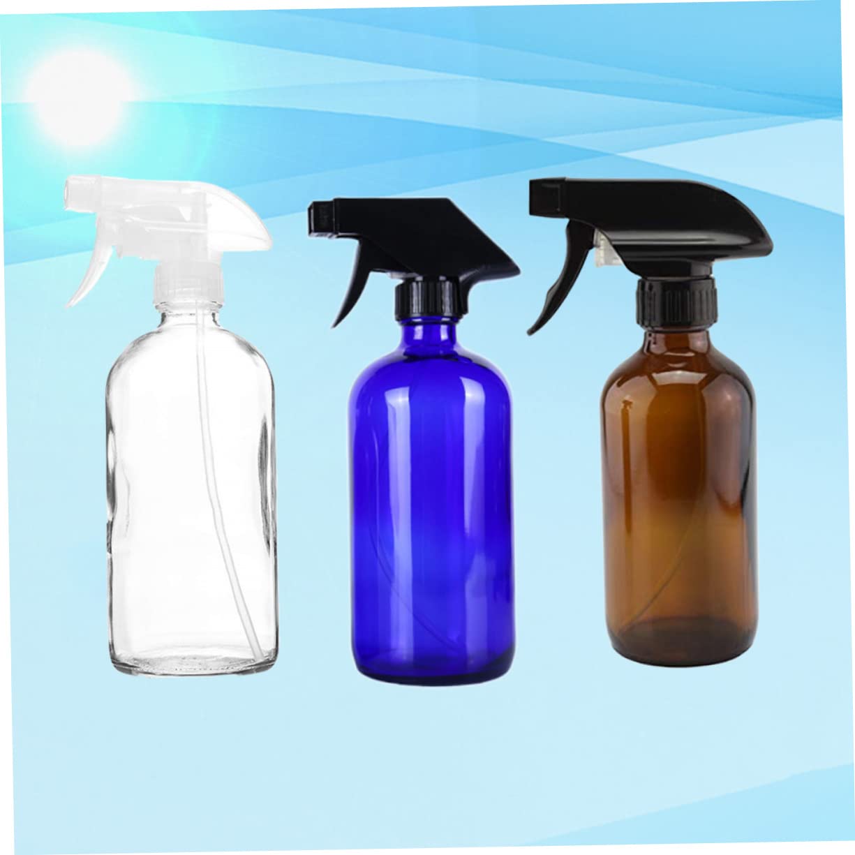3 Stück 500ml Glas Sprühflasche als Nachfüllflasche | Reise, Gleichmäßiger Sprühnebel, Transparentes Design, Geeignet für Parfüm und Pure Dew