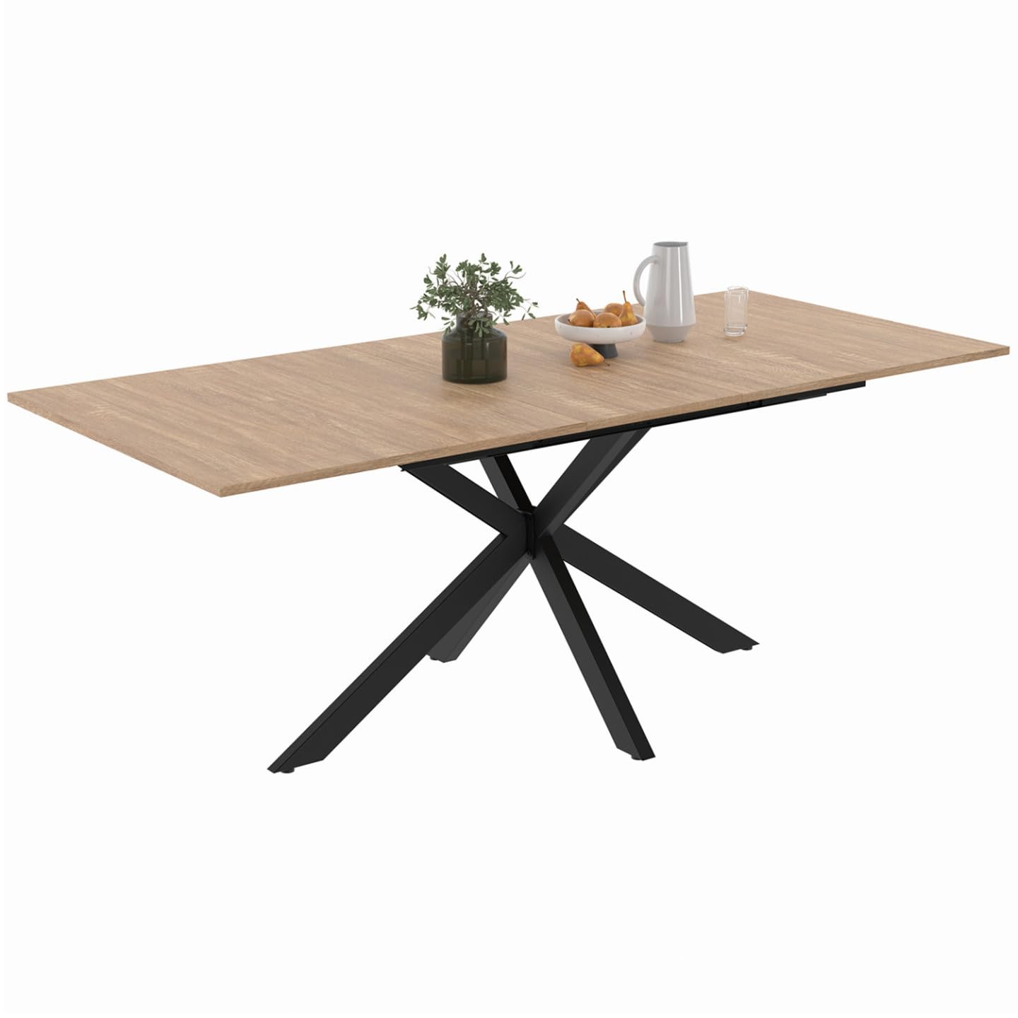 IDMarket - Table à Manger Extensible Rectangle Alix 6-​10 Personnes Bois et Noir 160-​200 cm