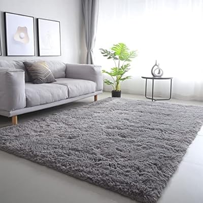 Gray Area Rug for Bedroom 3x5: Shag Fuzzy Rugs ...